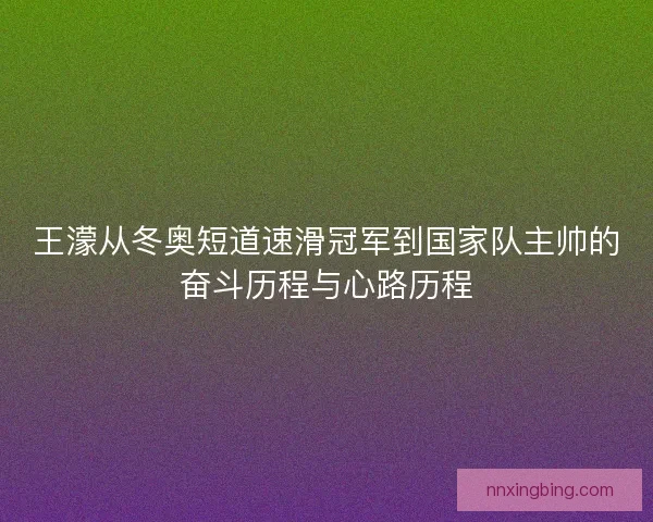 王濛从冬奥短道速滑冠军到国家队主帅的奋斗历程与心路历程 王濛从冬奥短道速滑冠军到国家队主帅的奋斗历程与心路历程
